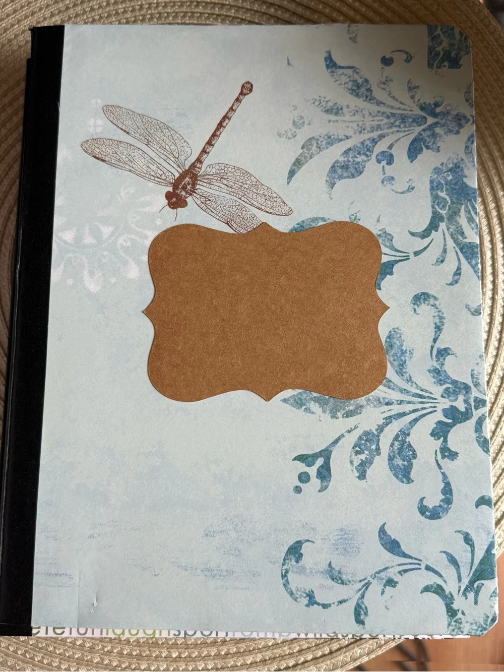 Dragonfly Cover Journal in Light Blue and Brown